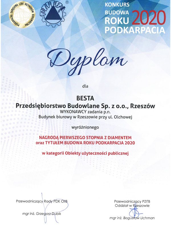 Budynek biurowy w Rzeszowie przy ulicy Olchowej - dyplom