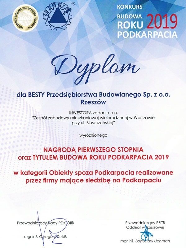 Zespół zabudowy mieszkaniowej wielorodzinnej w Warszawie przy ulicy Bluszczańskiej - dyplom