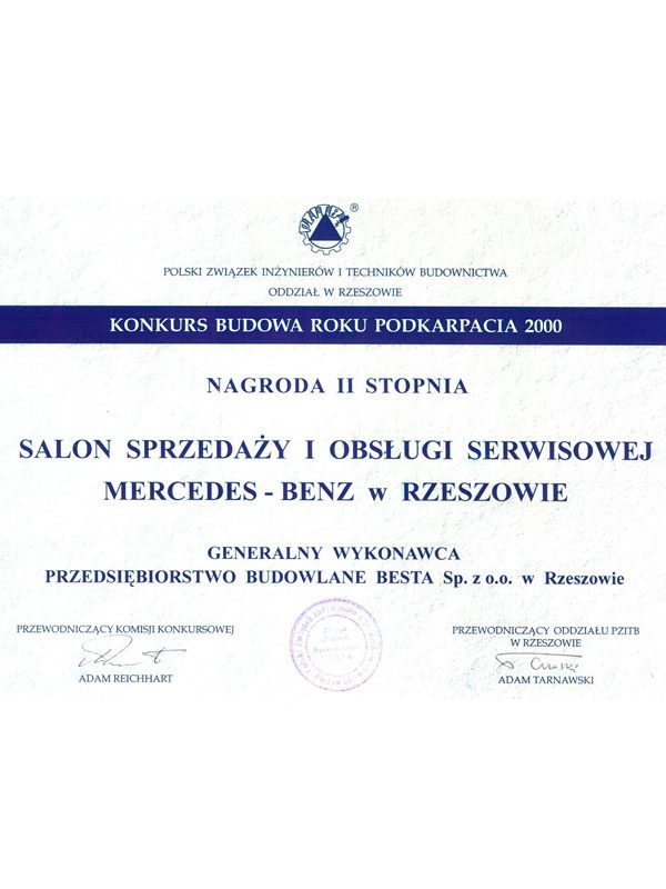 Salon samochodowy MERCEDES - dyplom
