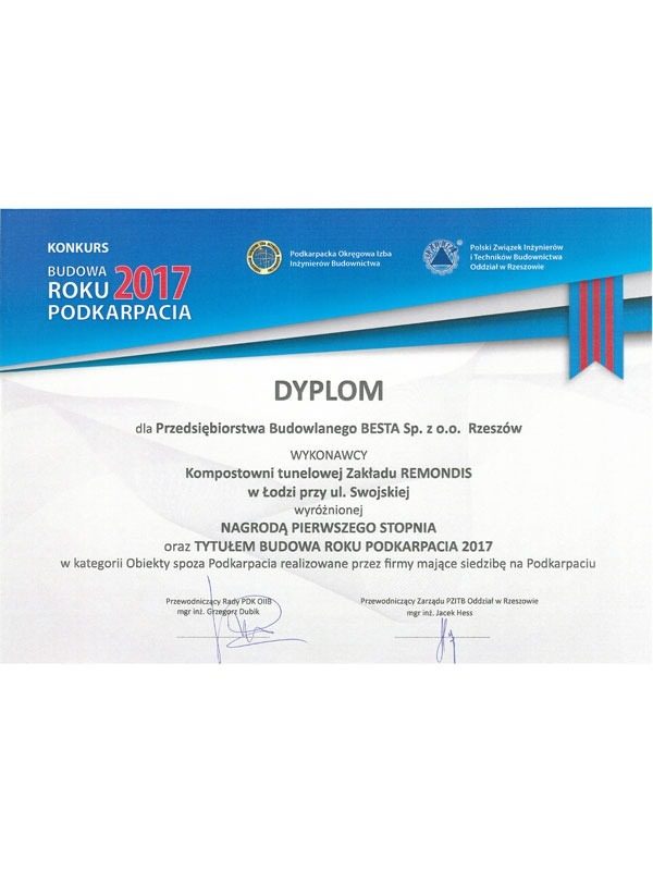 Kompostownia tunelowa zakładu REMONDIS w Łodzi przy ulicy Swojskiej - dyplom